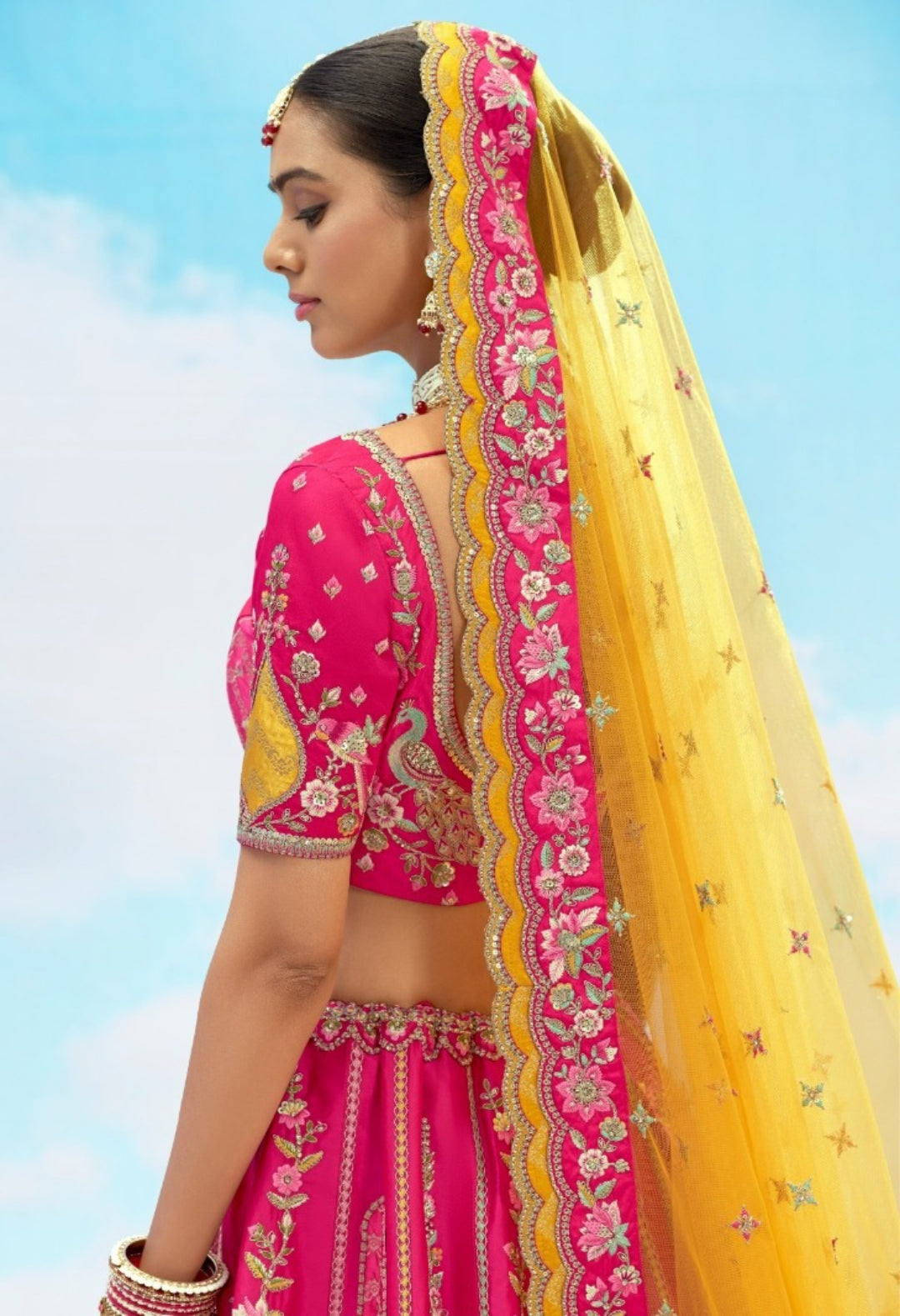 Tailored-To-Perfection Pink Multi Silk Stylish Lehenga