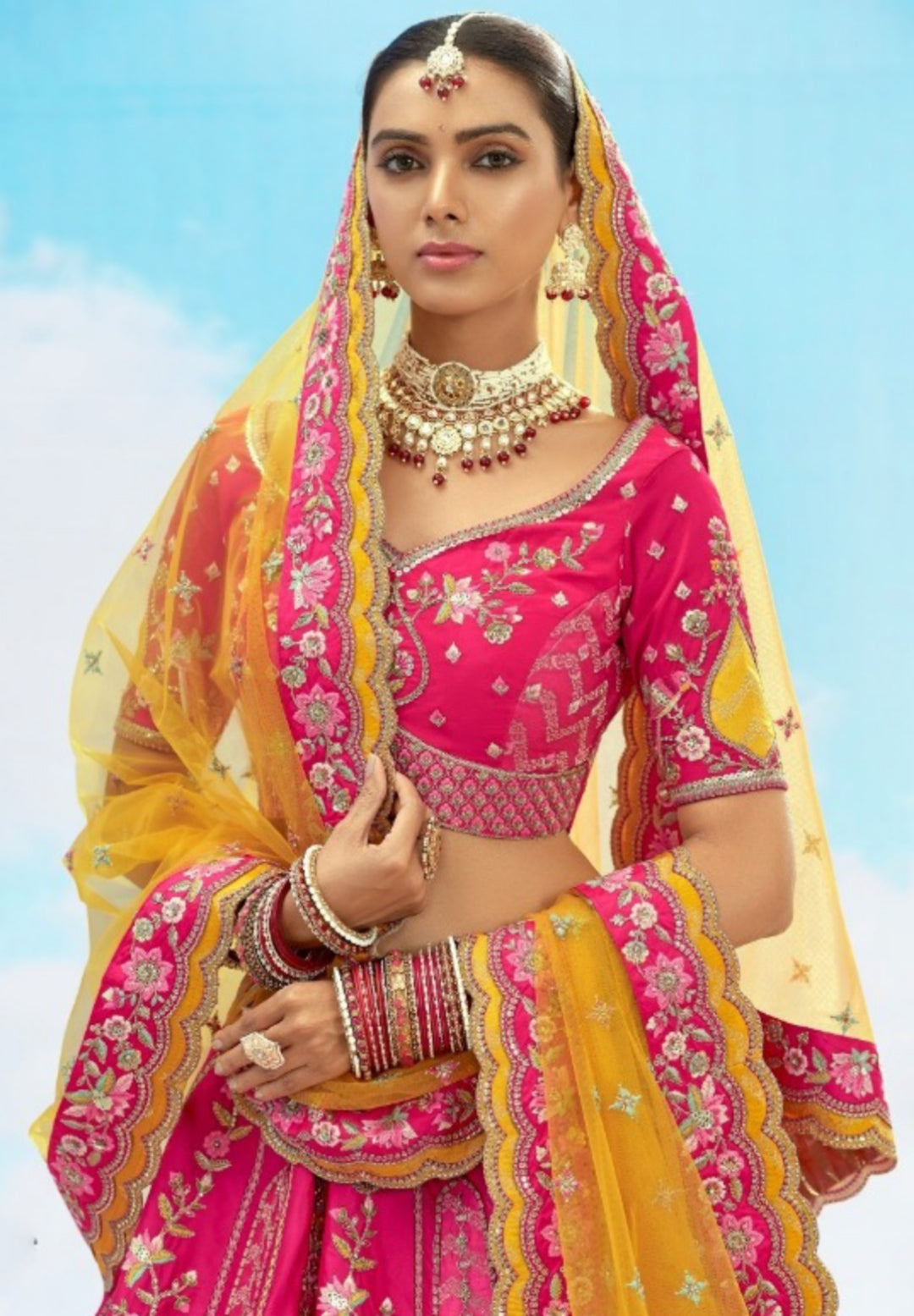 Tailored-To-Perfection Pink Multi Silk Stylish Lehenga