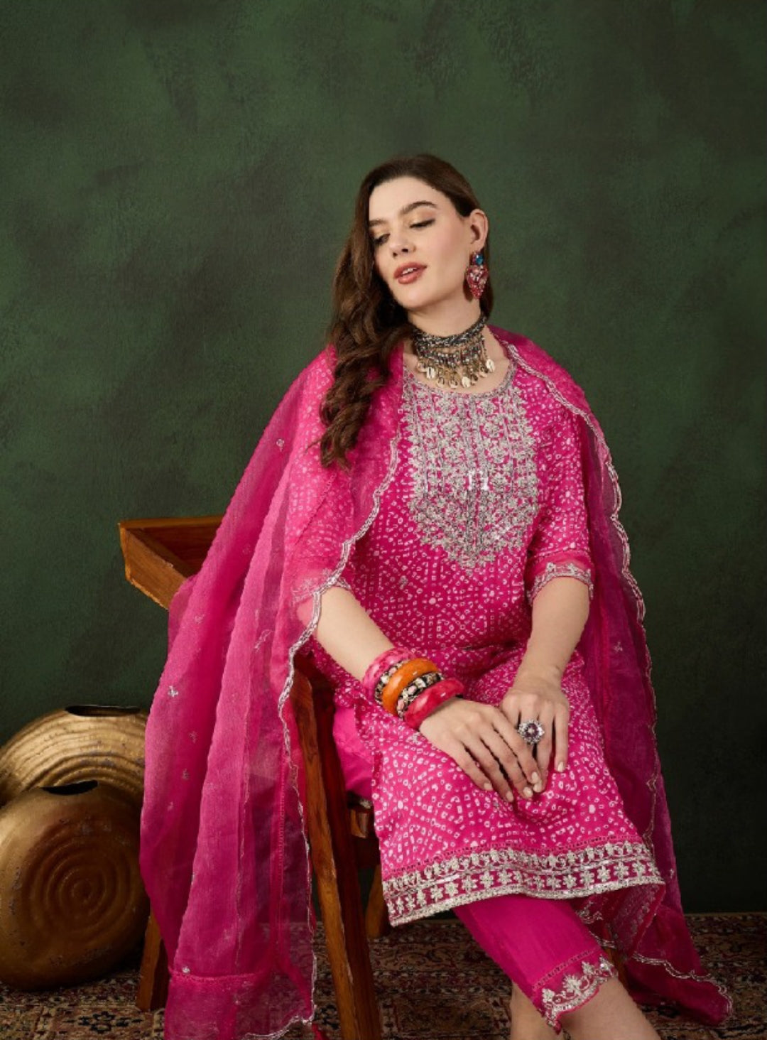 Women Pink Cotton Silk Pakistani Suit Set