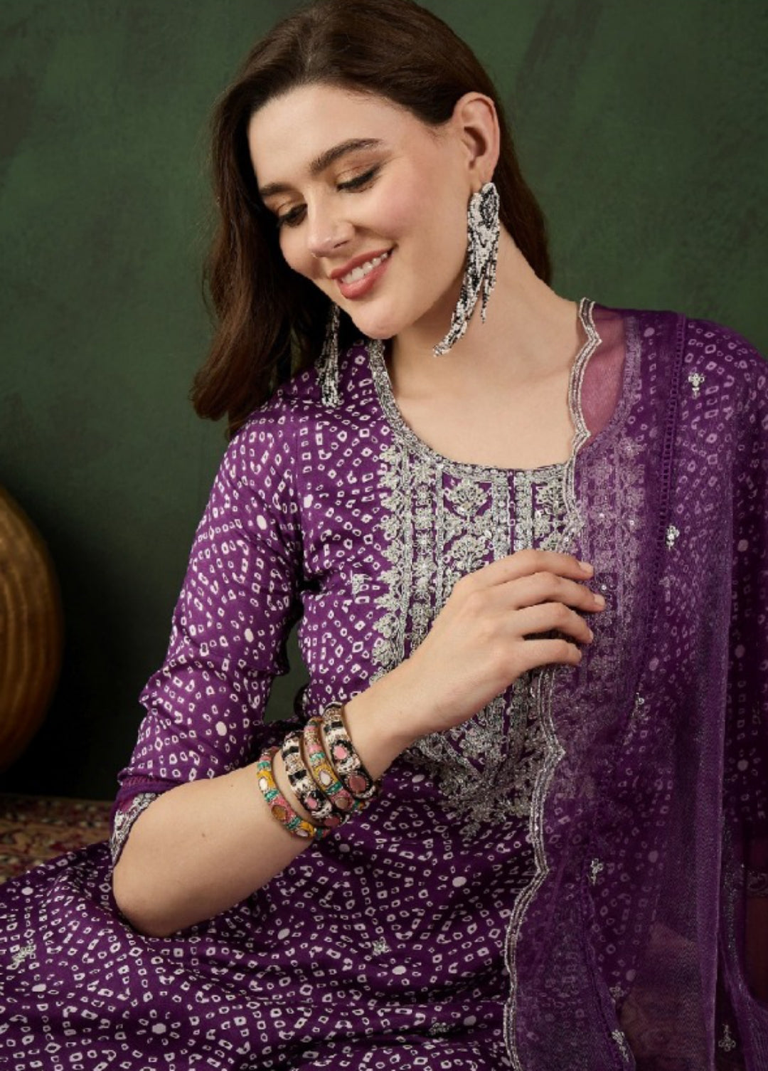 Women Purple Cotton Silk Pakistani Suit Set