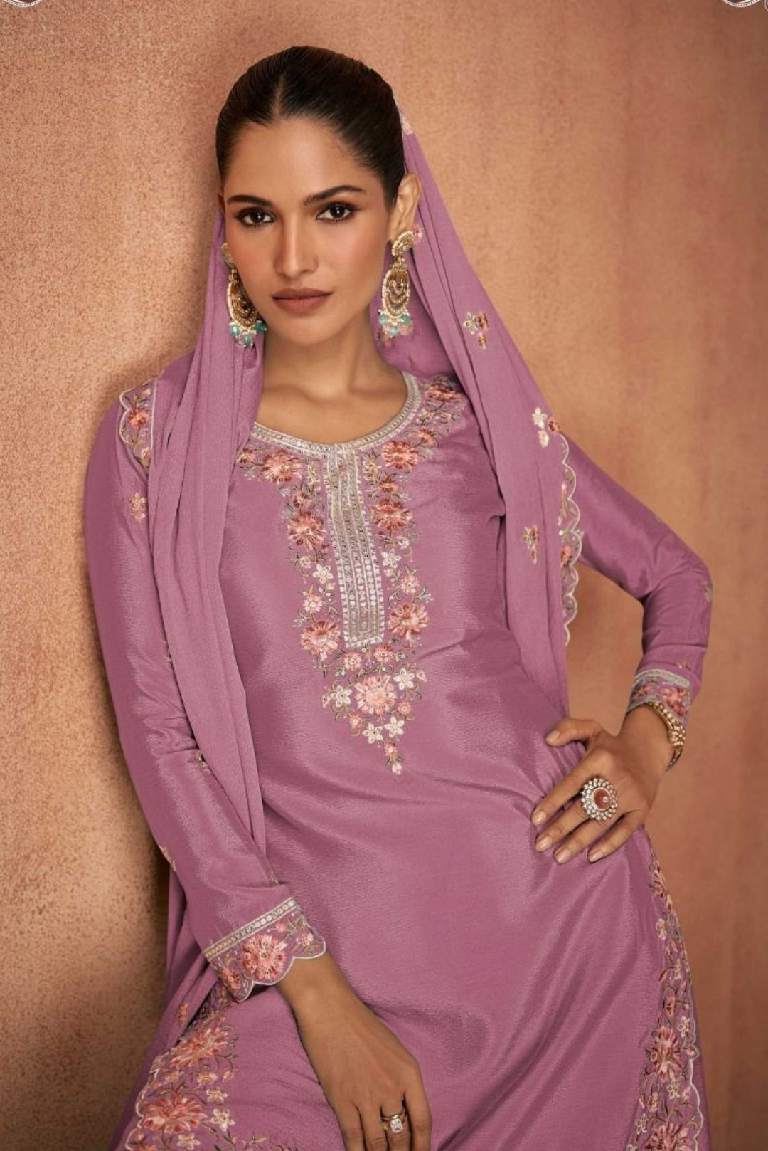 Flawless Lilac Georgette Lehenga Bottom Suit Set