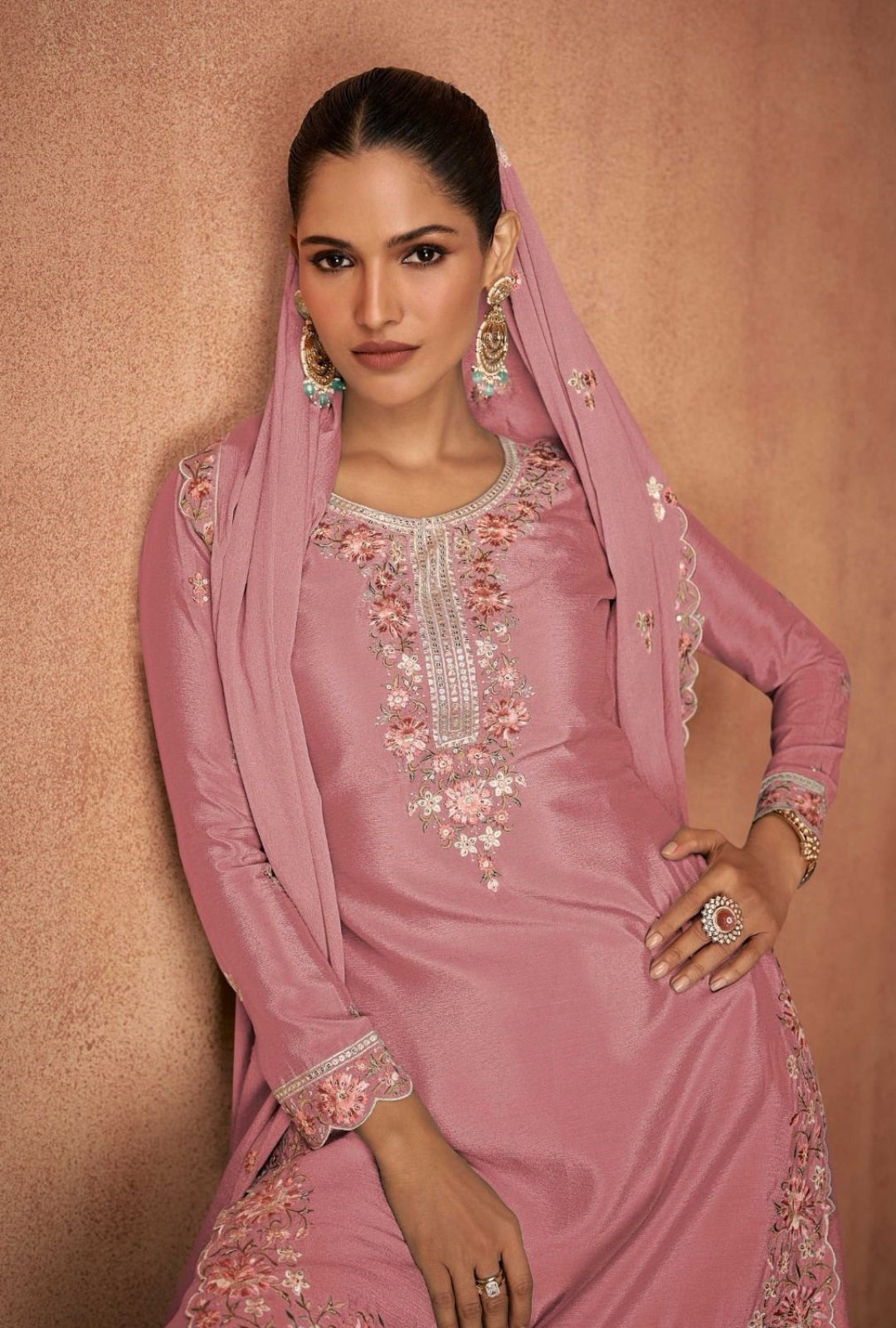 Sleek Mauve Georgette Lehenga Bottom Suit Set