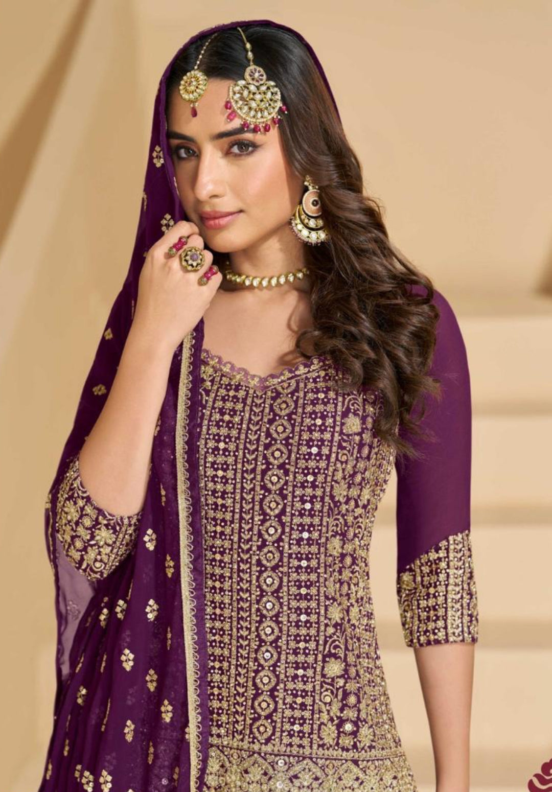 Sophisticated Purple Georgette Lehenga Bottom Suit Set