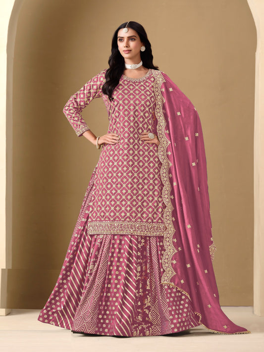 Amazing Lilac Art Silk Lehenga Bottom Suit Set