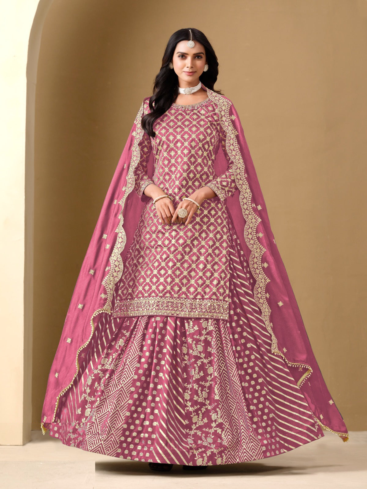 Amazing Lilac Art Silk Lehenga Bottom Suit Set