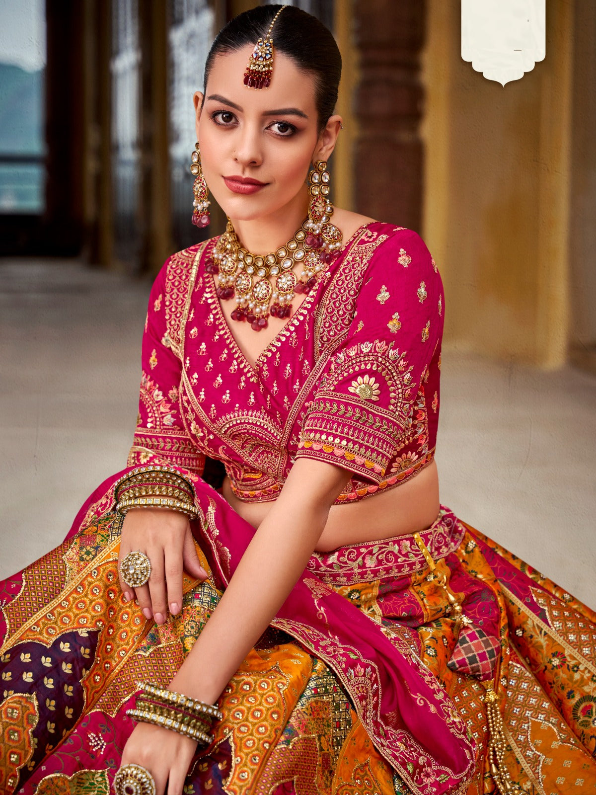 Graceful Multicolor Banarasi Silk Bridal Lehenga