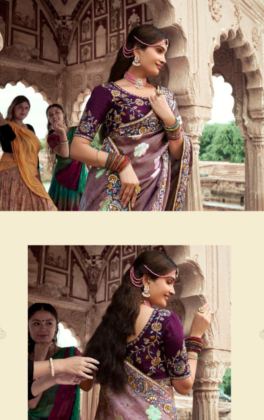 Women Purple Silk Embroidery Saree