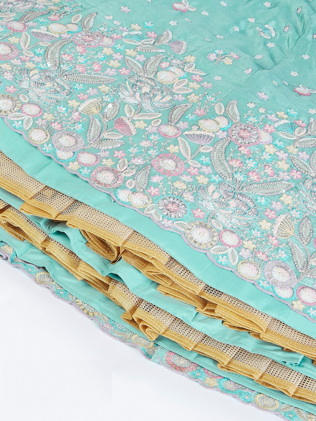 Contemporary Sea Green Silk Chiffon Bridal Lehenga
