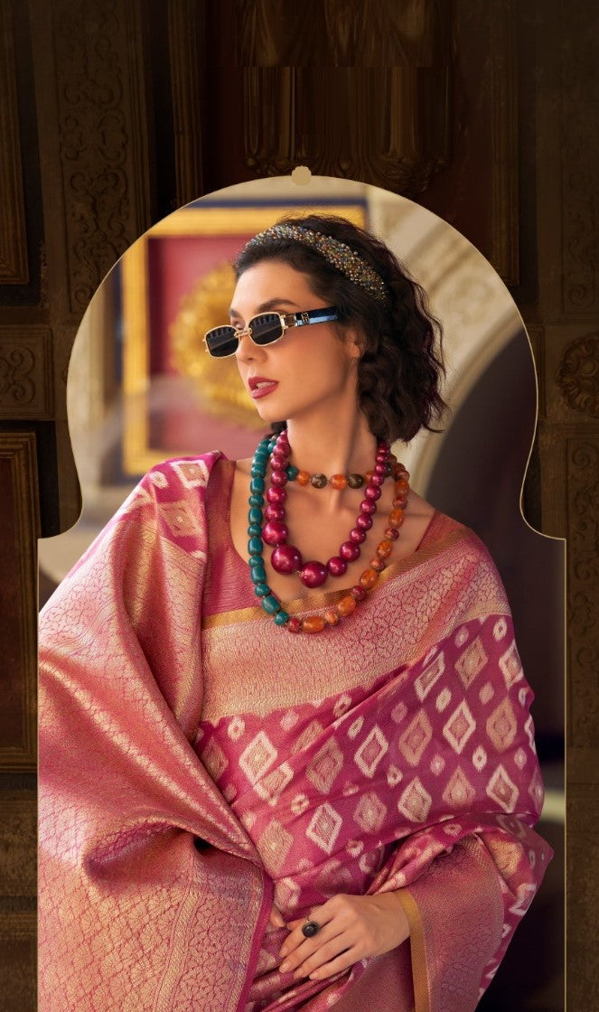 Women Light Purple Tissue Silk Saree