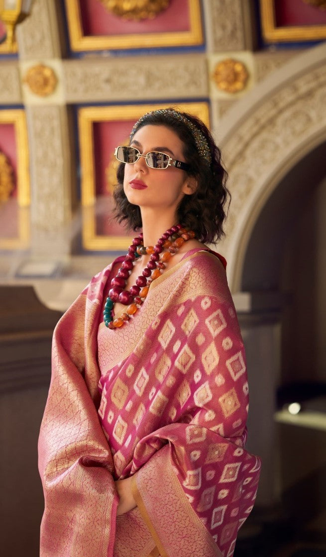 Women Light Purple Tissue Silk Saree