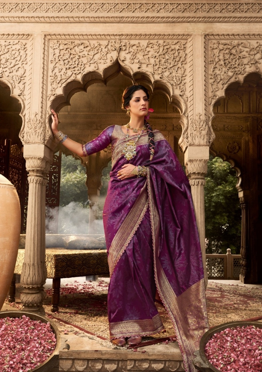 Fantastic Purple Banarasi Silk Saree
