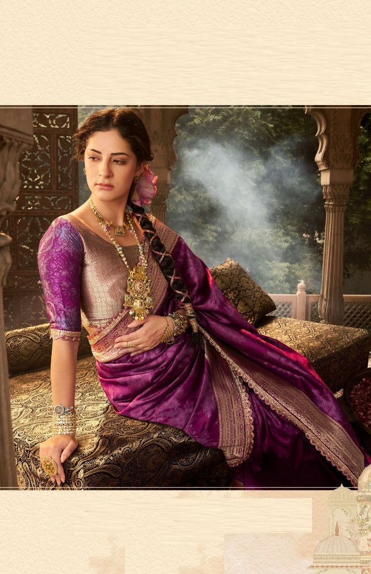 Fantastic Purple Banarasi Silk Saree
