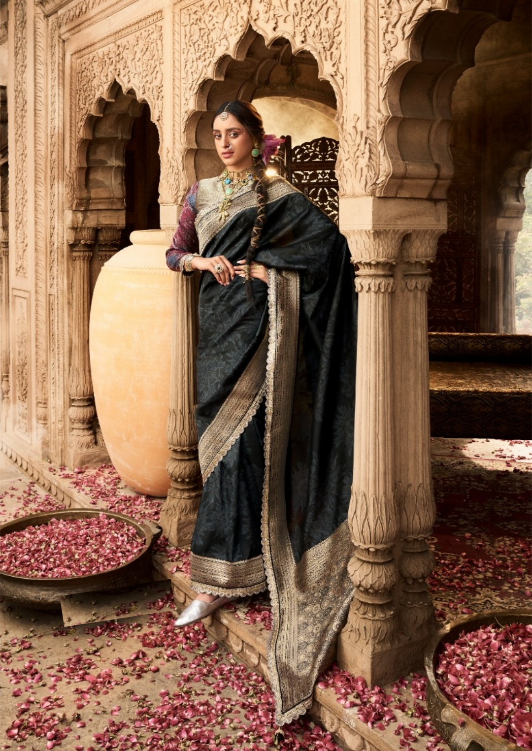 Gorgeous Black Banarasi Silk Saree