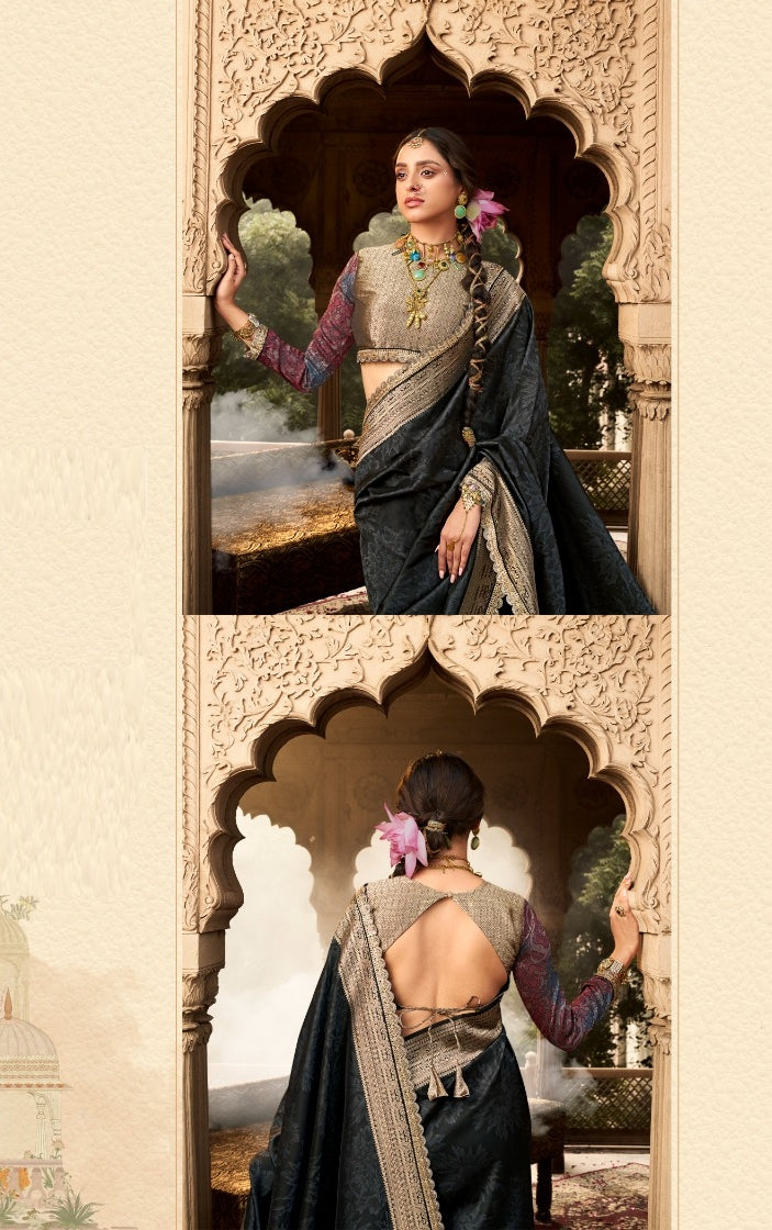 Gorgeous Black Banarasi Silk Saree