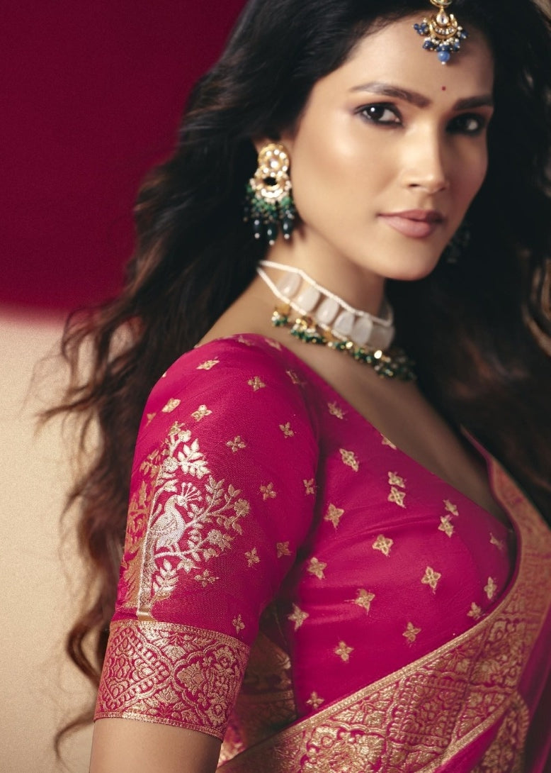 Captivating Dark Pink Banarasi Silk Saree