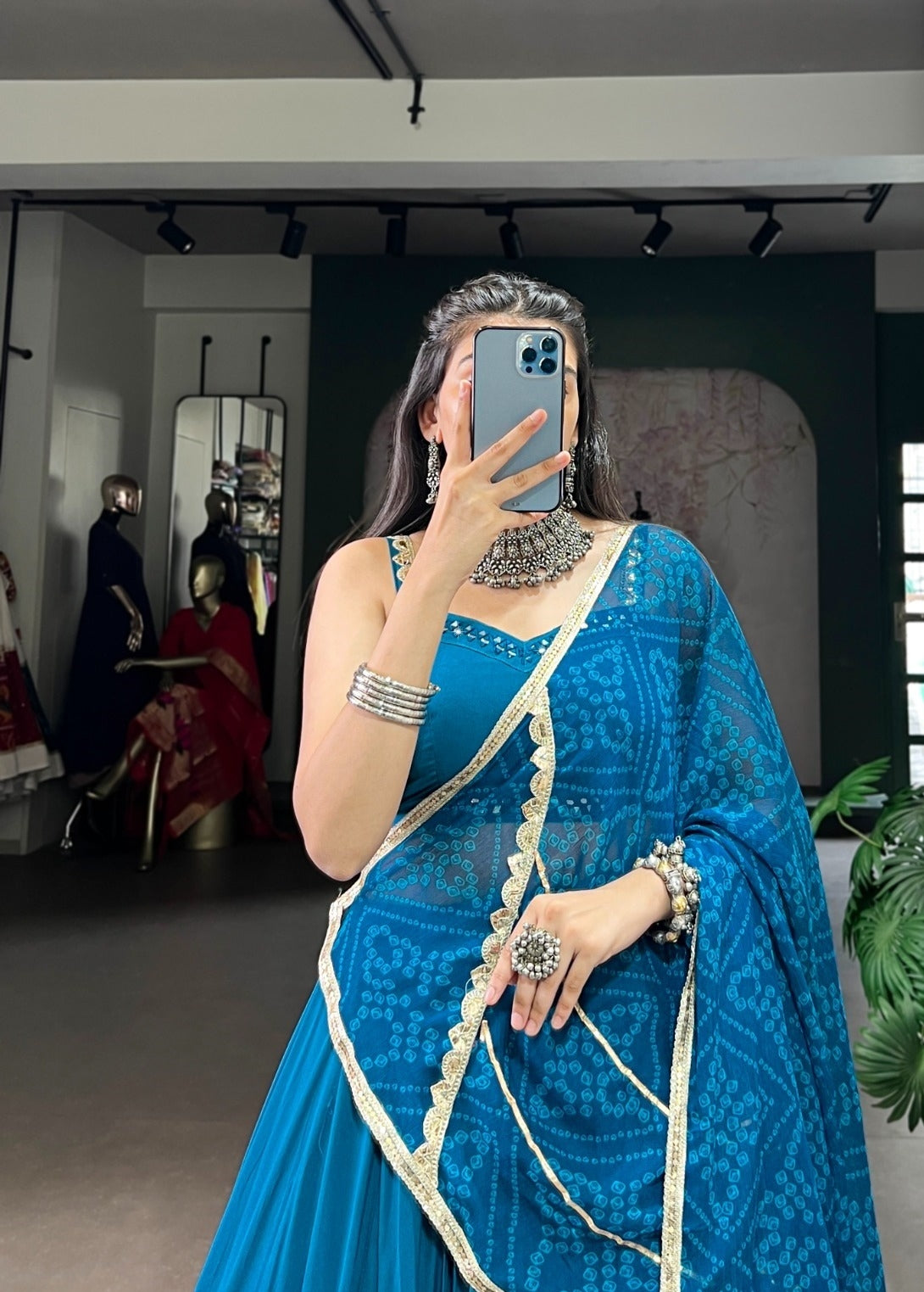 Opulent Teal Rayon Traditional Lehenga Set