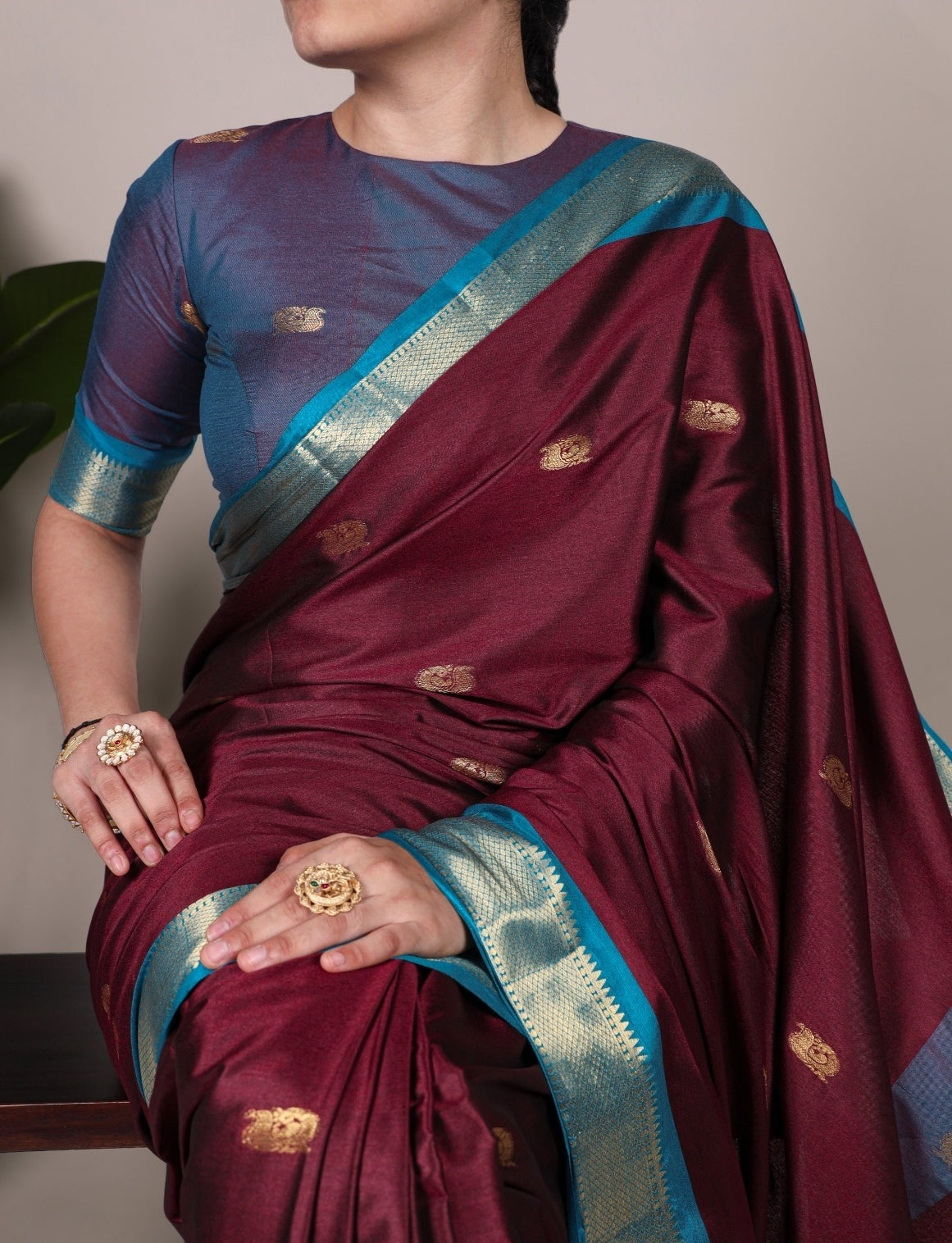 Vibrant Brown Cotton Silk Soft Silk Saree