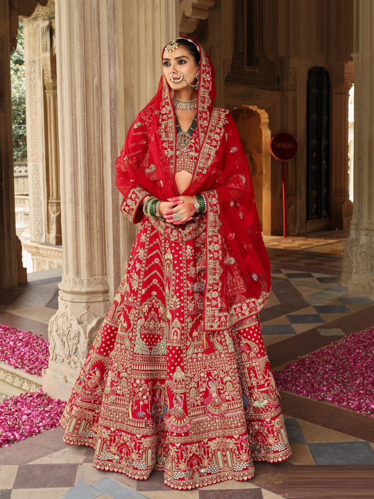 Timeless Red Heavy Silk Bridal Lehenga Set