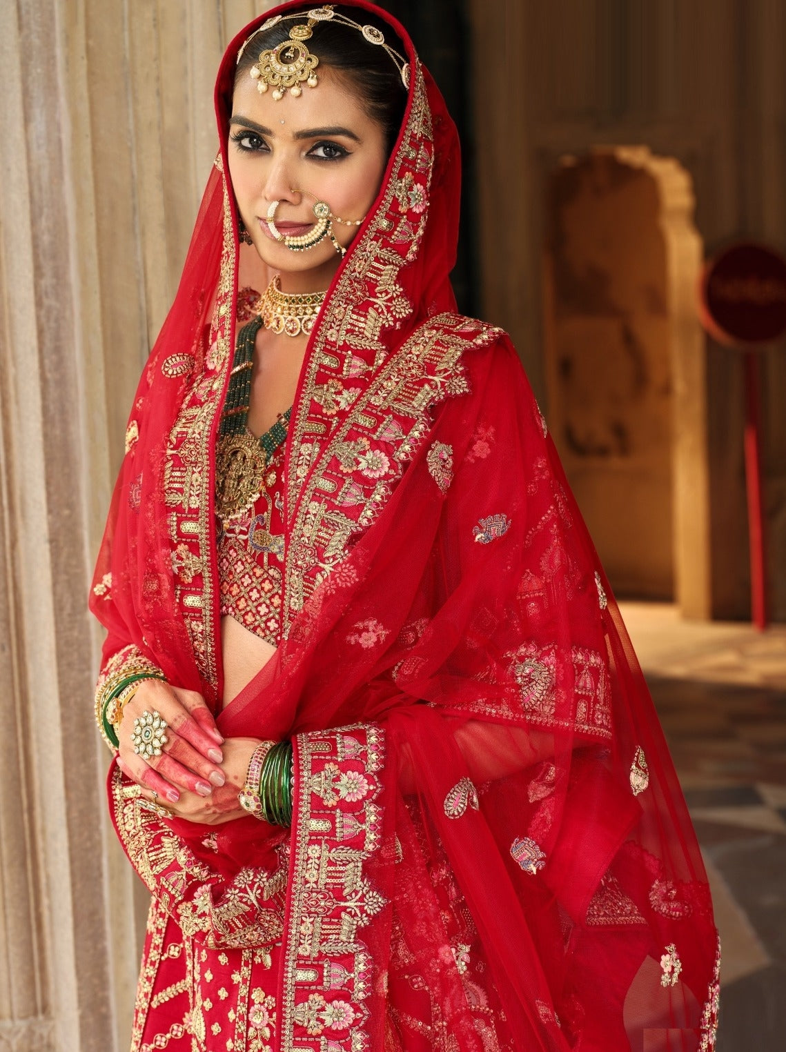 Timeless Red Heavy Silk Bridal Lehenga Set