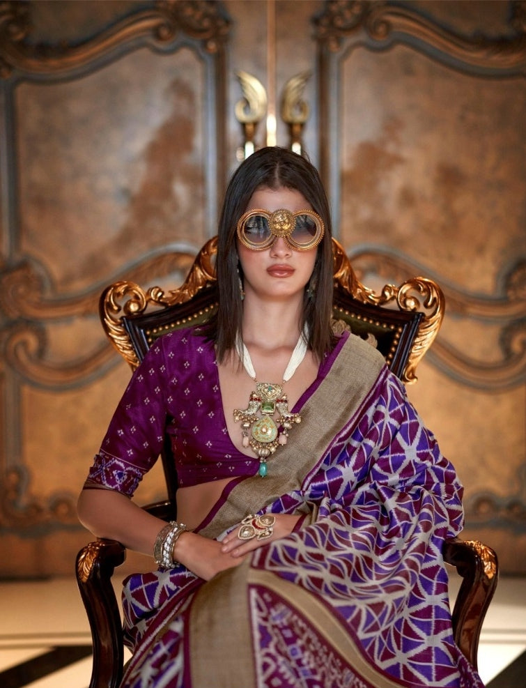 Trendy Burgundy Silk Vibrant Saree