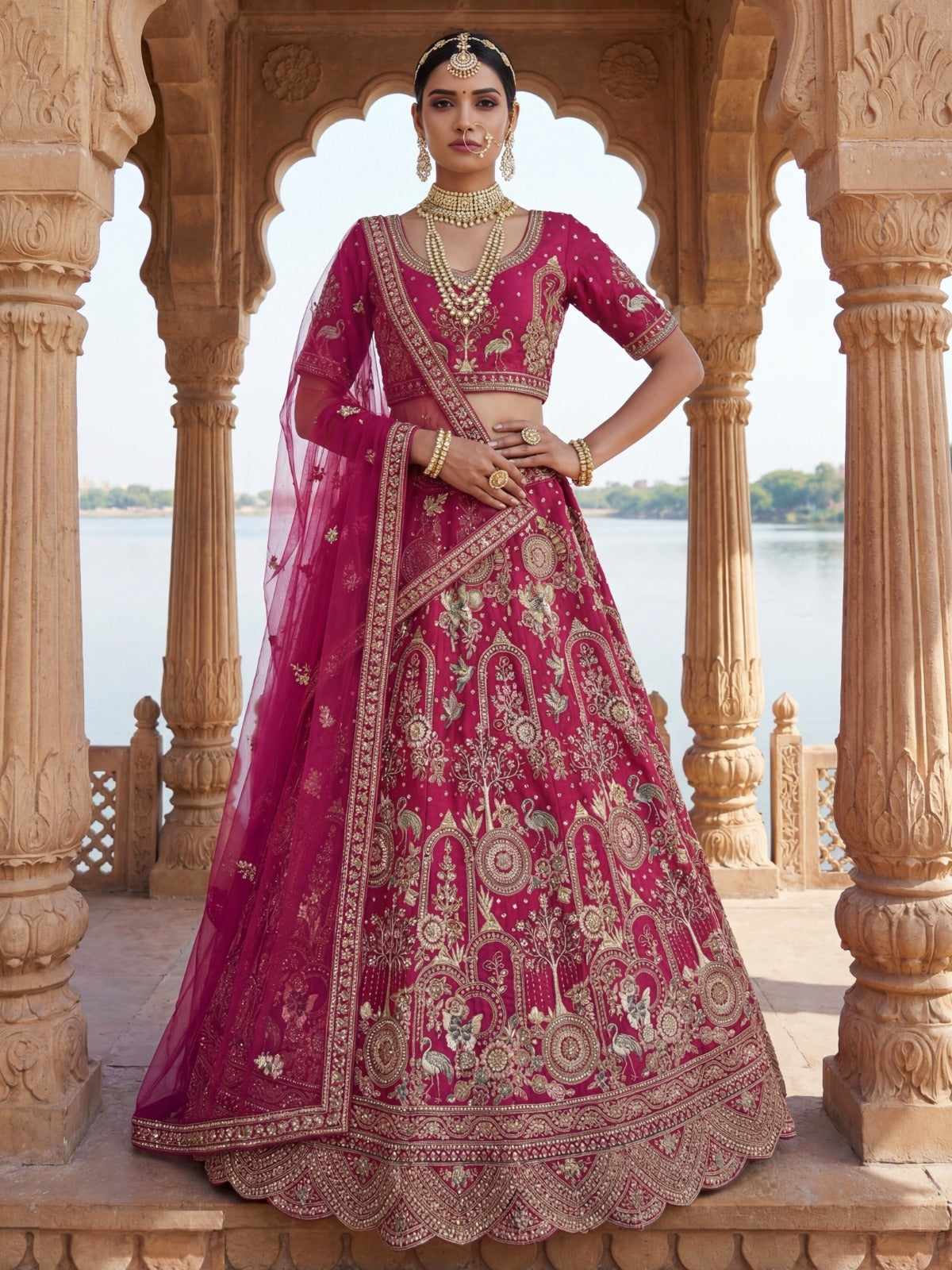Iconic Pink Silk Bridal Lehenga