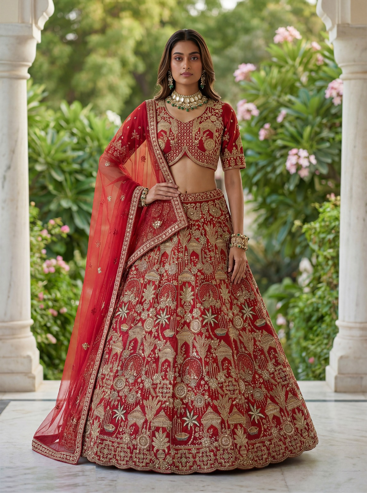 Understated Maroon Silk Bridal Lehenga