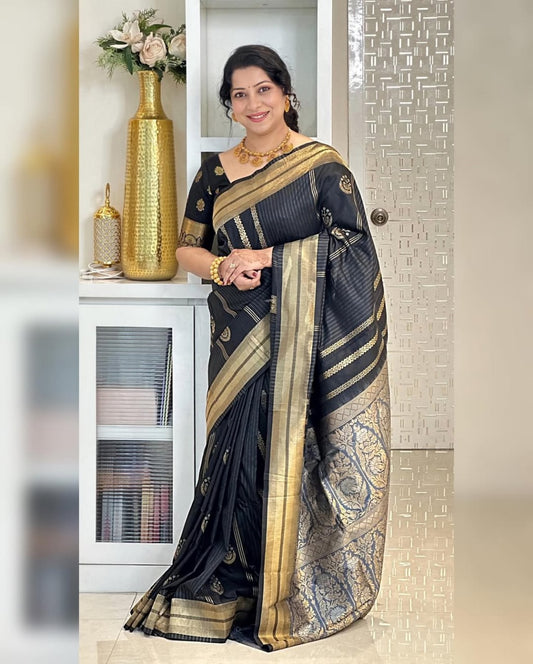 Stylish Black Silk Saree
