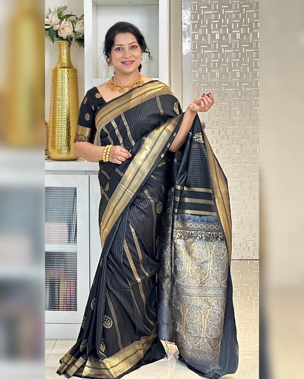 Stylish Black Silk Saree