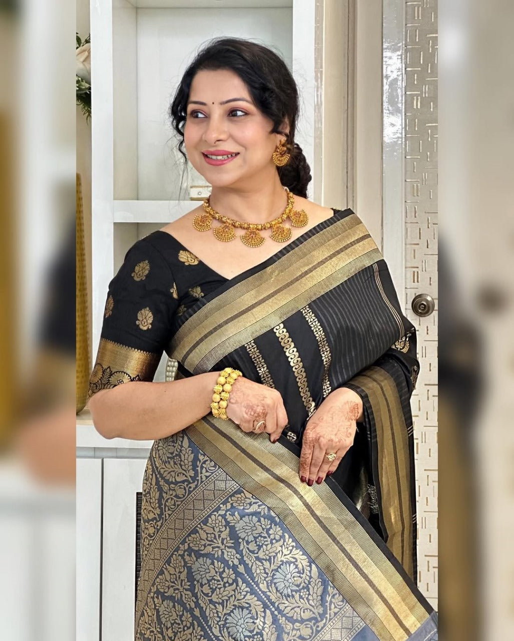 Stylish Black Silk Saree