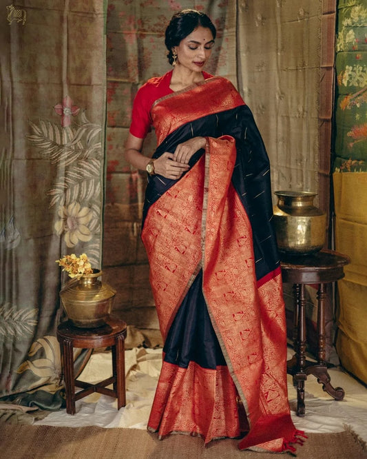 Opulent Black Silk Saree