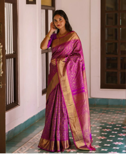 Polished Pink Silk Saree