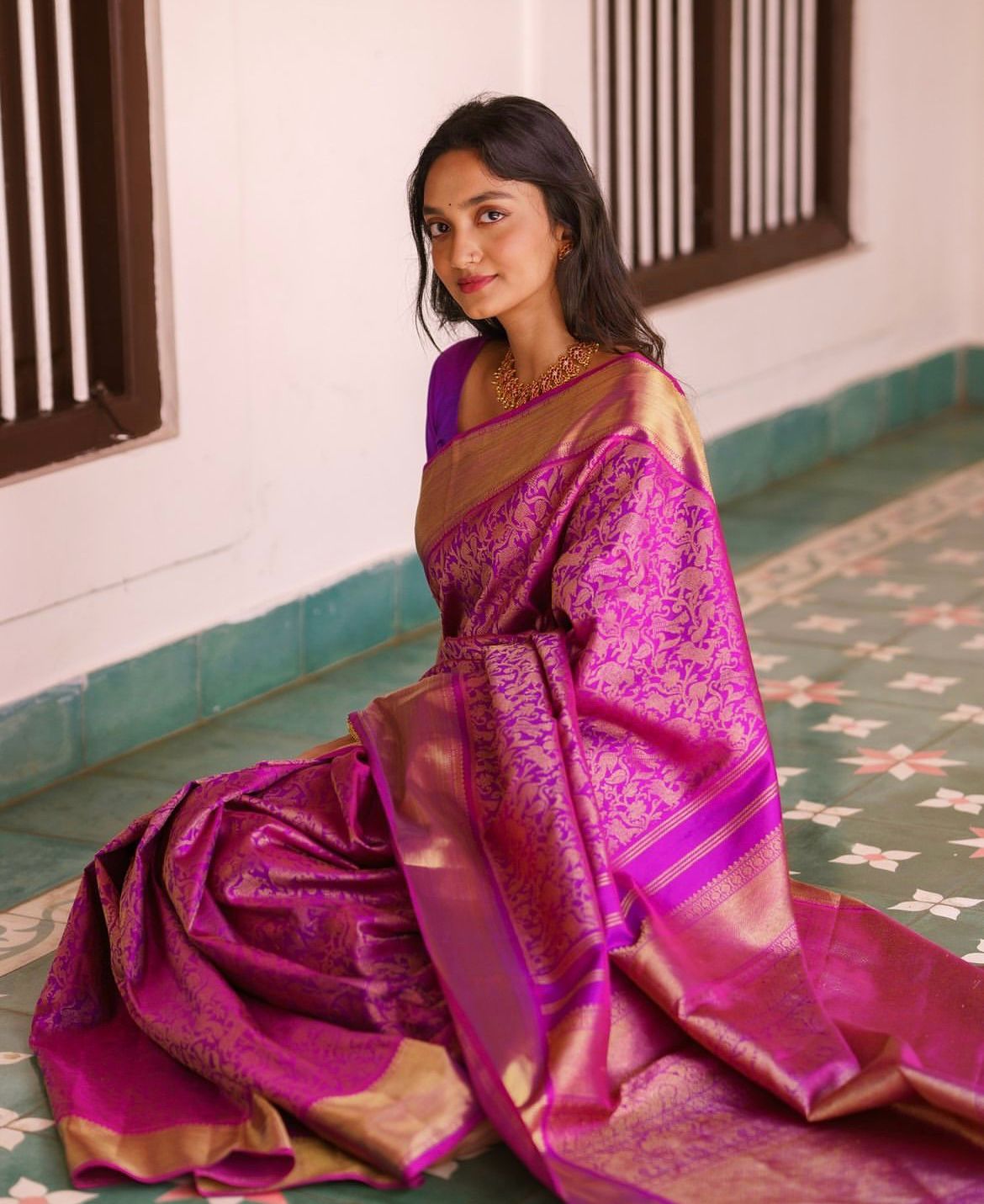 Polished Pink Silk Saree