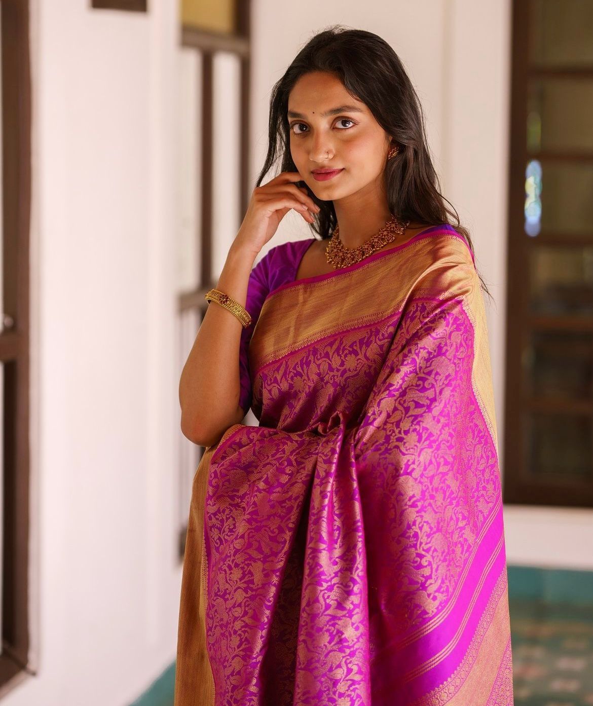 Polished Pink Silk Saree
