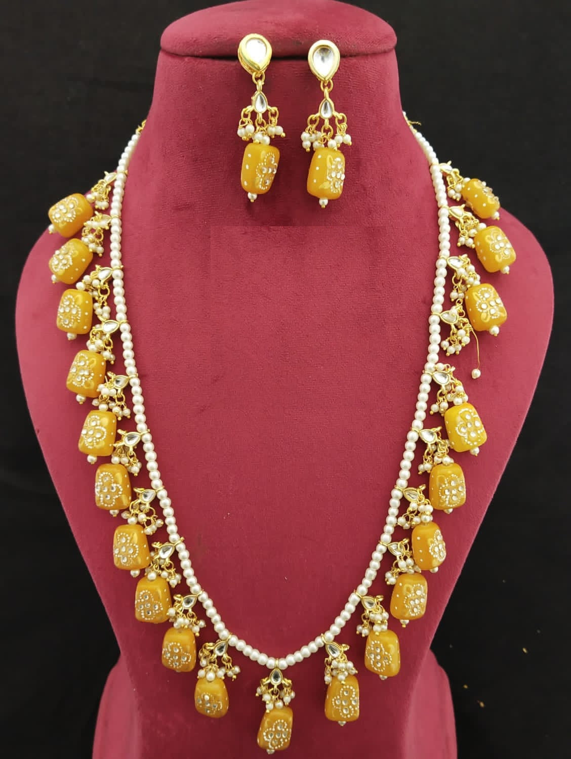 Elegant Meenakari Mustard Necklace Set