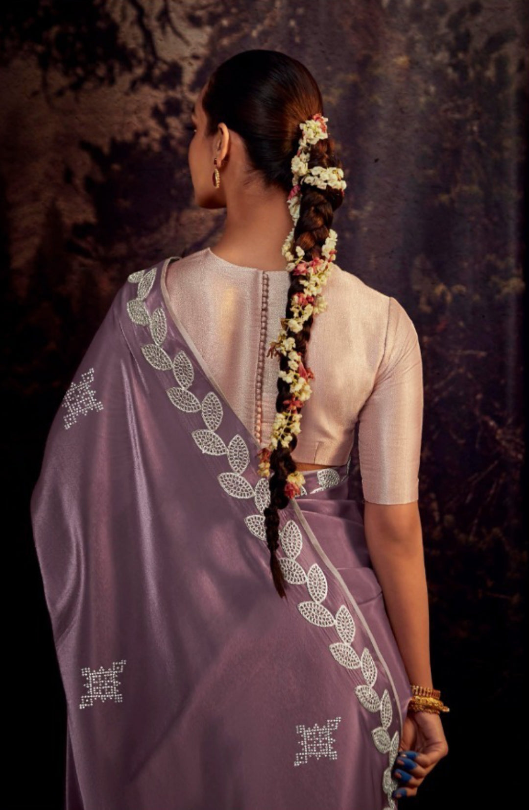 Sublime Violet Premium Febric With Embroidery Or Swrovski Work Saree
