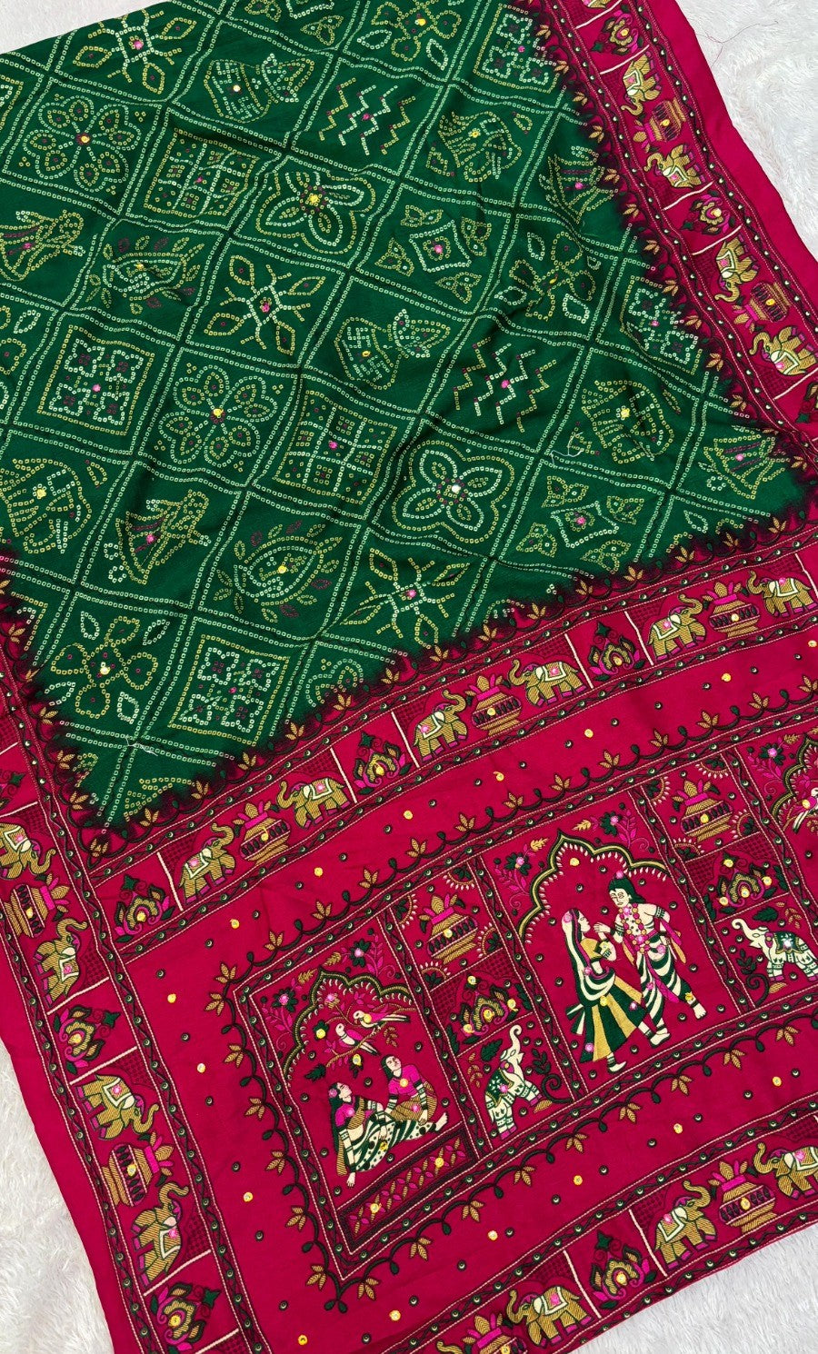 Women Green Pashmina Silk Saree