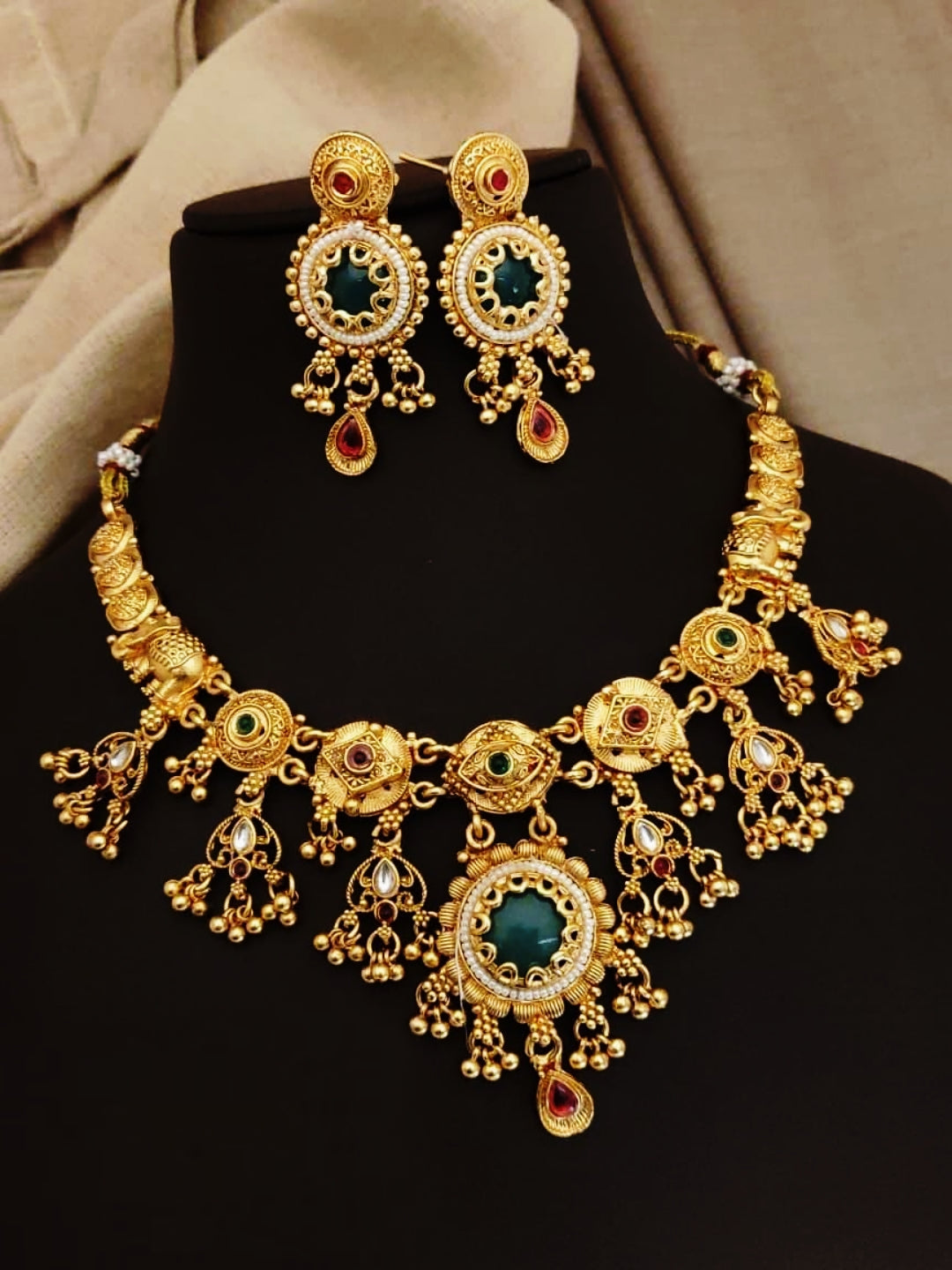 Timeless Tiaras Antique Gold Plated Choker Jewelry Set For Women