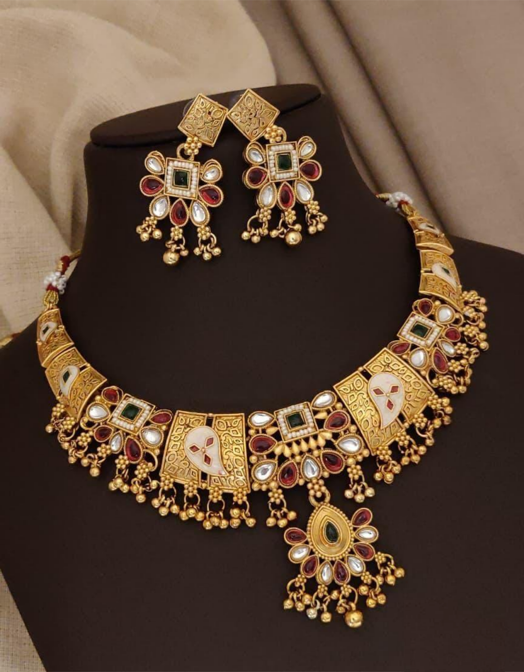 Legacy Luxe Antique Gold Plated Choker Jewelry Set For Women