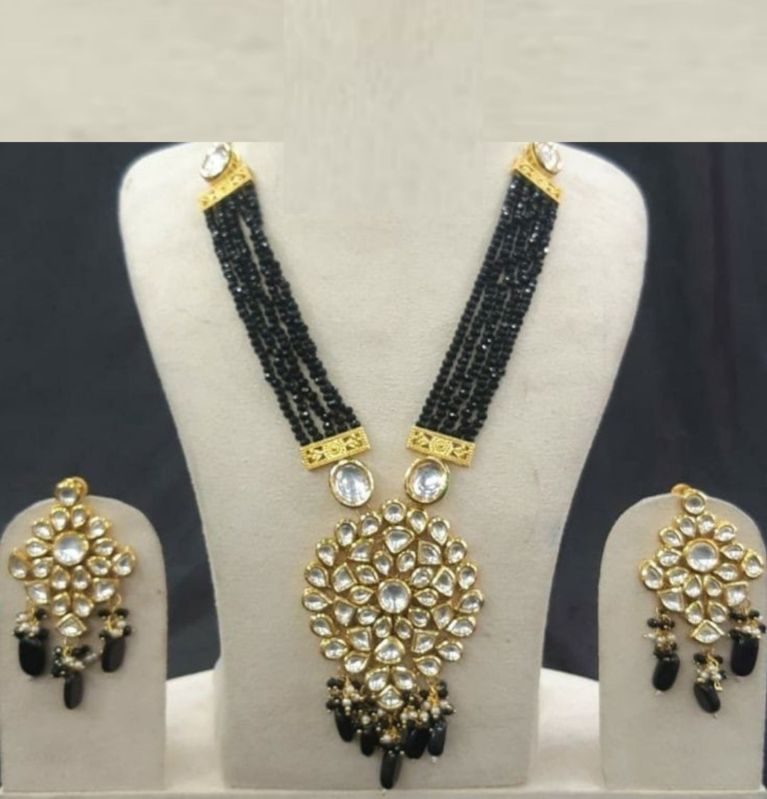 Elegant Black Styles Meenakari Necklace Set