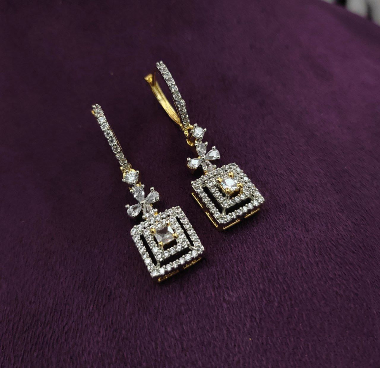 Elegant Kundan Silver And Gold Earrings