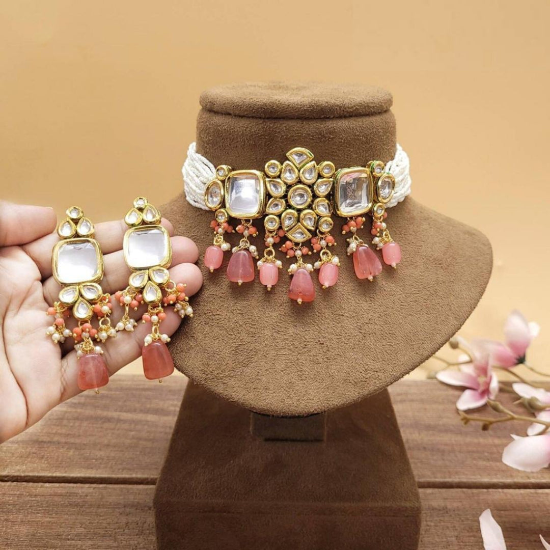Exquisite Stone Studded Choker Necklace Set