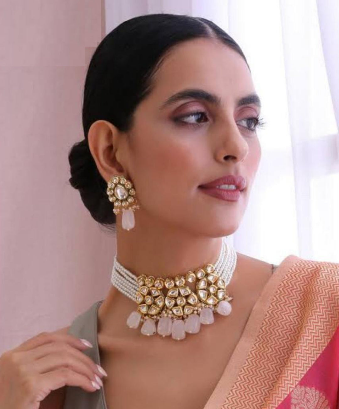 Elegant White Stone Necklace Set