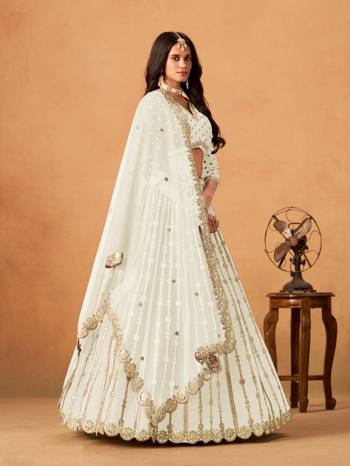 Elegant White Art Silk Traditional Lehenga