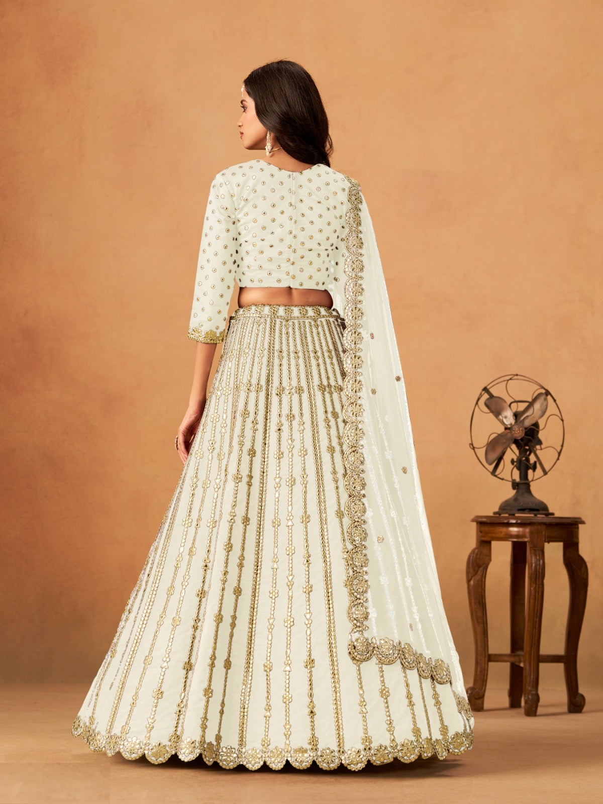 Elegant White Art Silk Traditional Lehenga