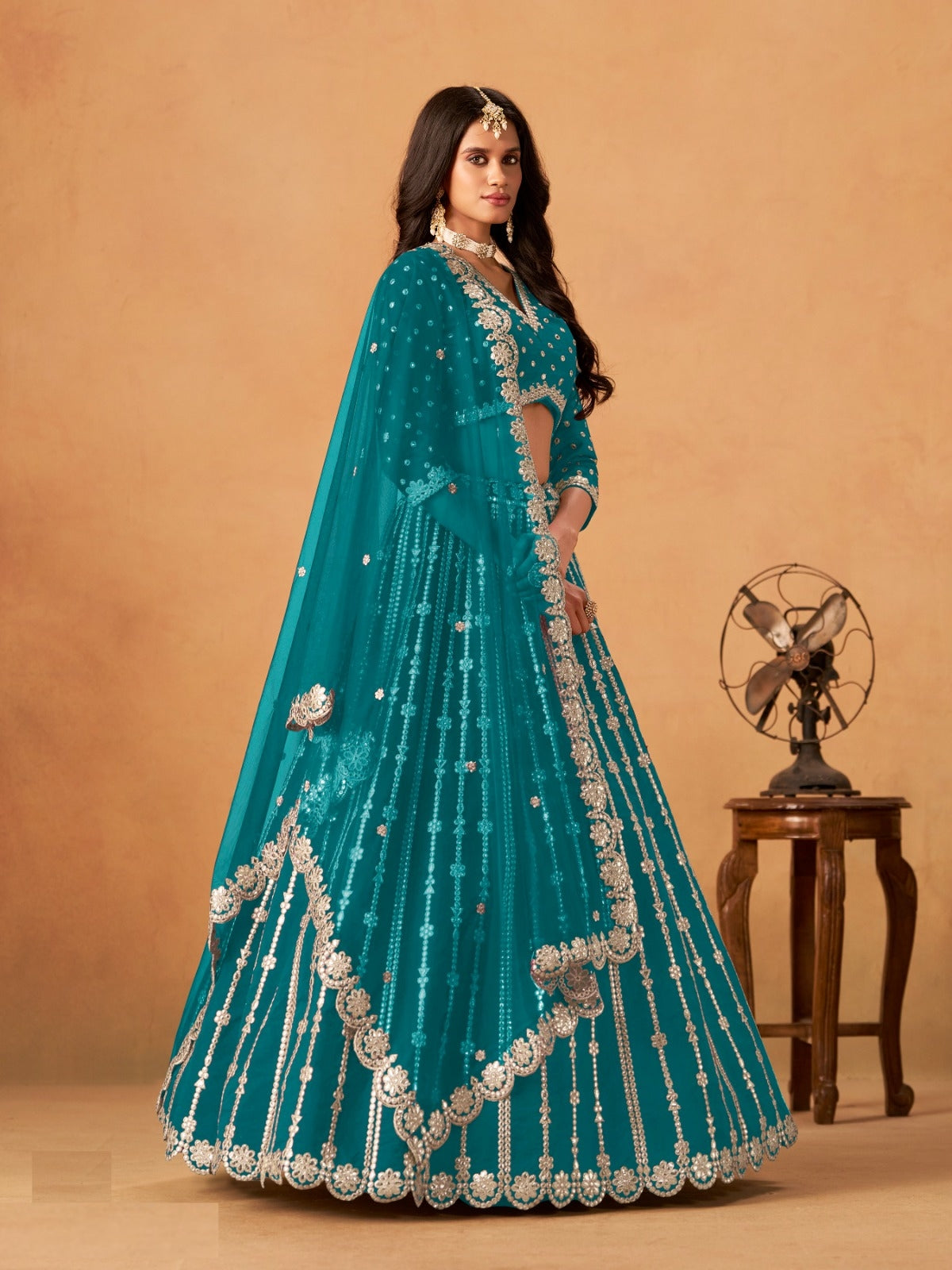 Sophisticated Blue Art Silk Traditional Lehenga