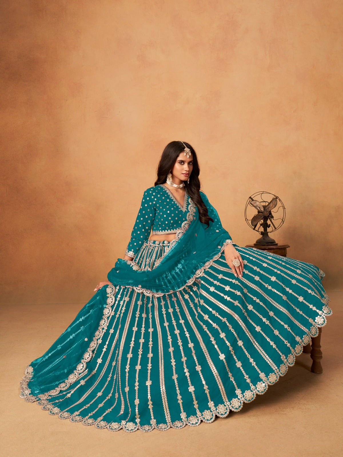 Sophisticated Blue Art Silk Traditional Lehenga