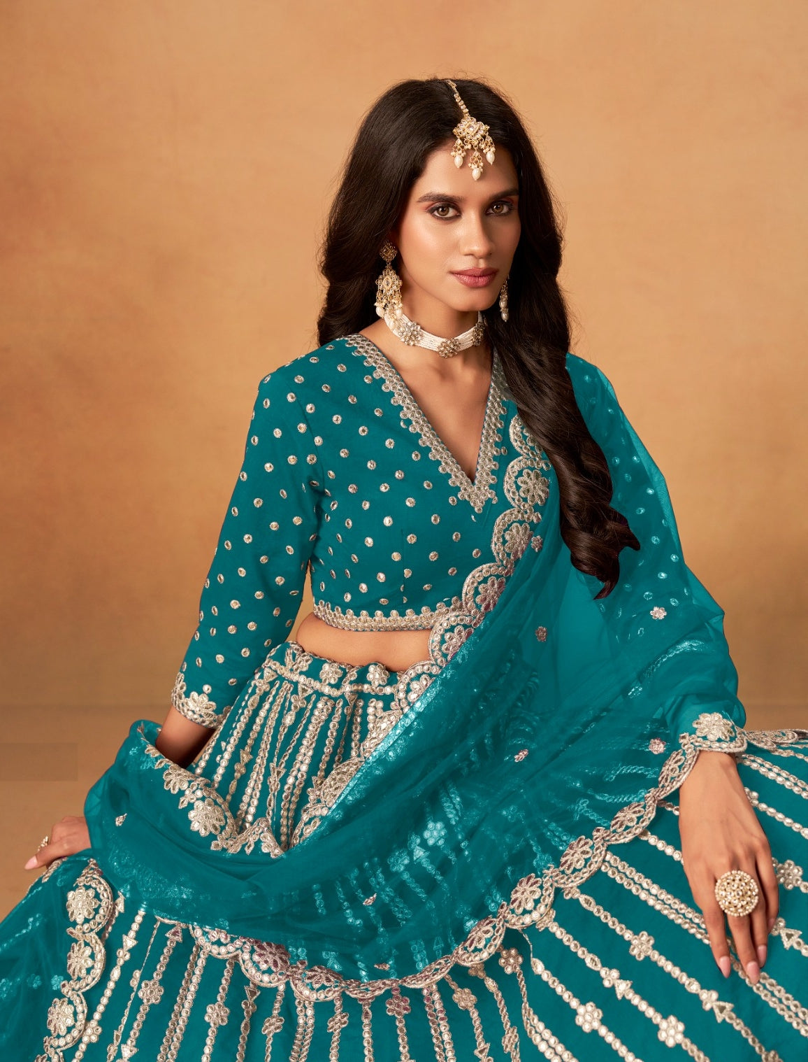 Sophisticated Blue Art Silk Traditional Lehenga