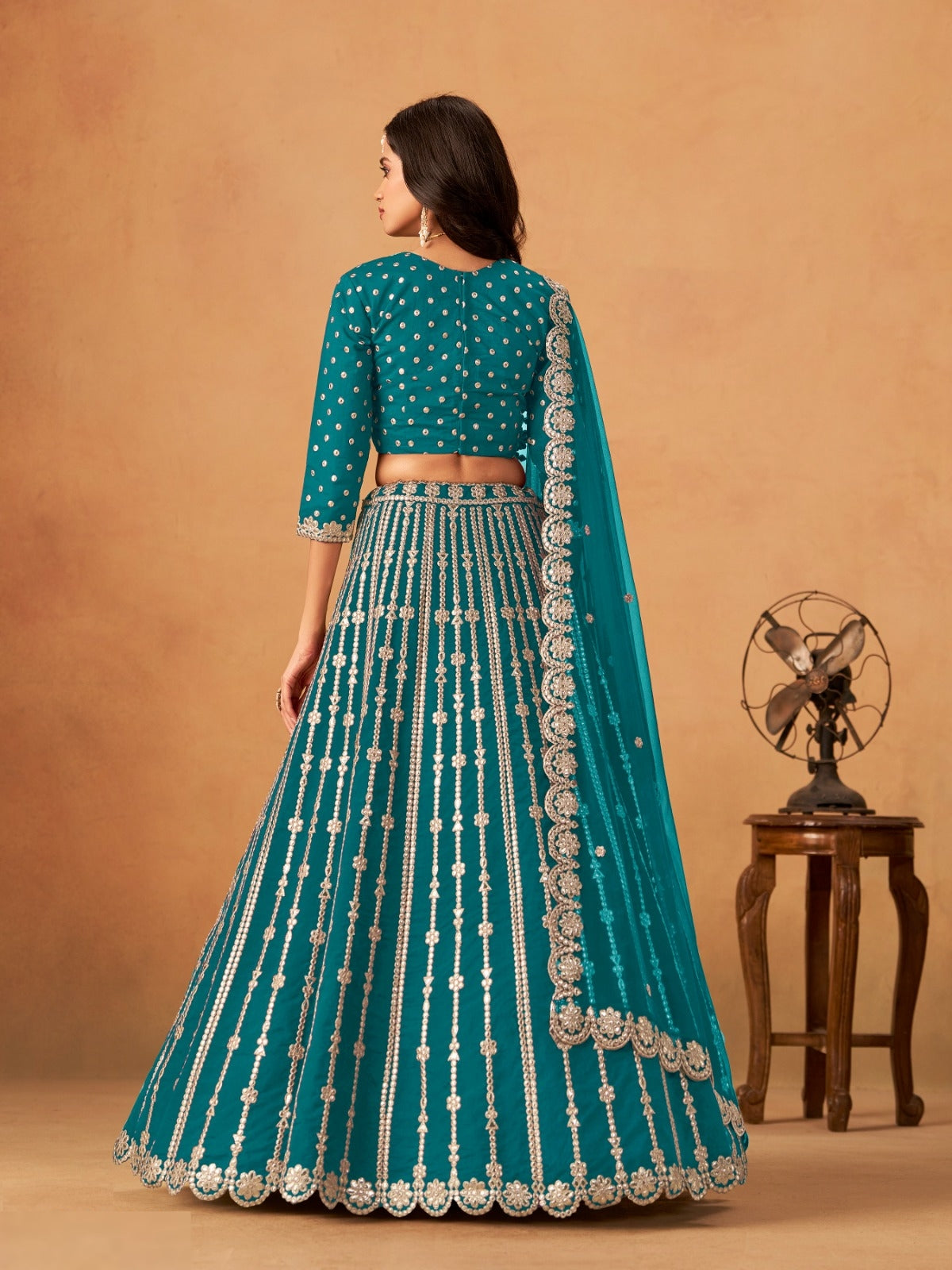 Sophisticated Blue Art Silk Traditional Lehenga