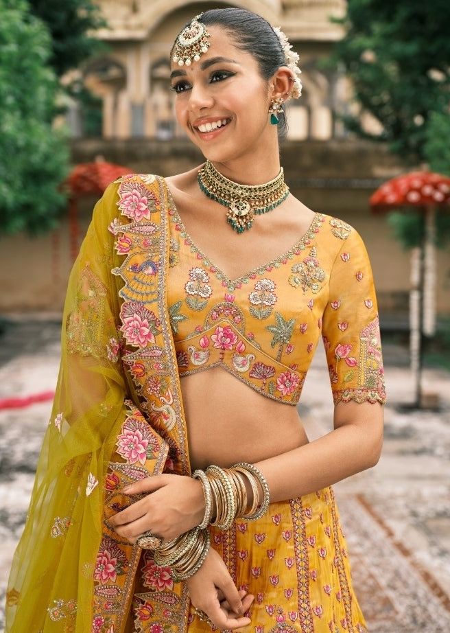 Iconic Yellow Fancy Silk Bridal Lehenga