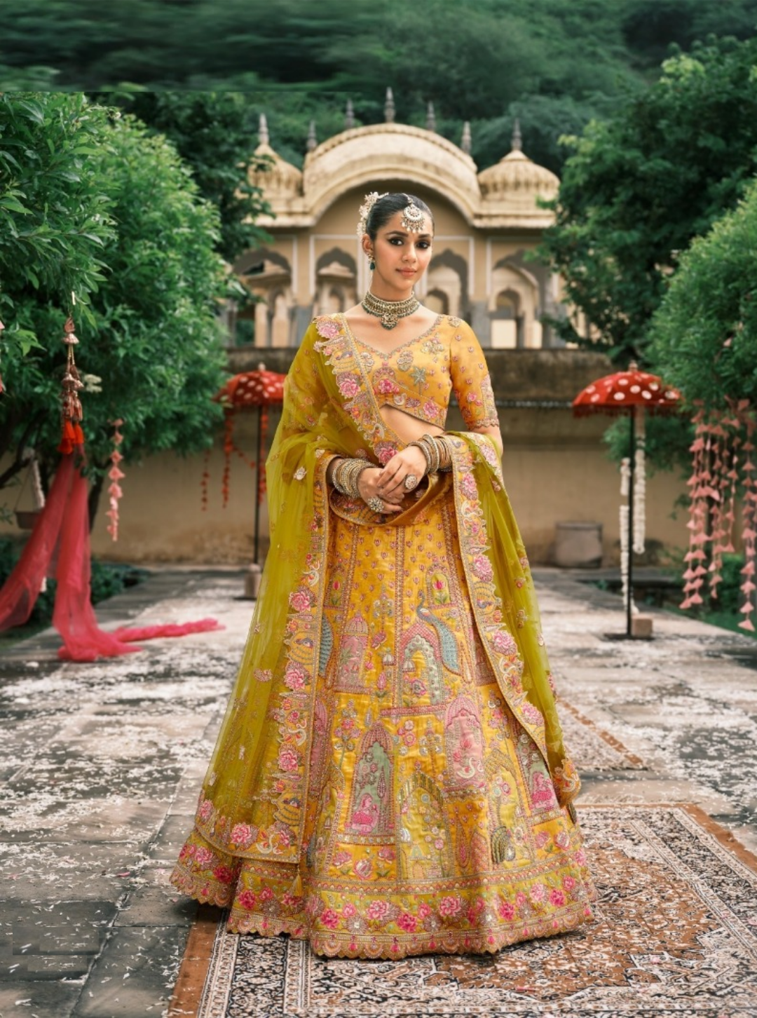 Iconic Yellow Fancy Silk Bridal Lehenga